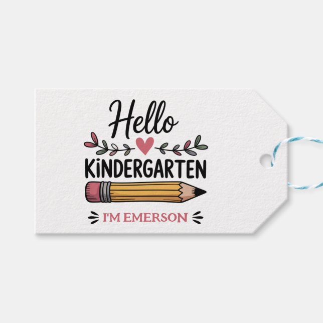 Hallo Kindergarten Personalisiert zurück zur Schul Geschenkanhänger (Vorderseite (Horizontal))