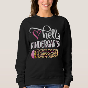 Hallo Kindergarten Pink Leopard Pencil Back to Sc Sweatshirt