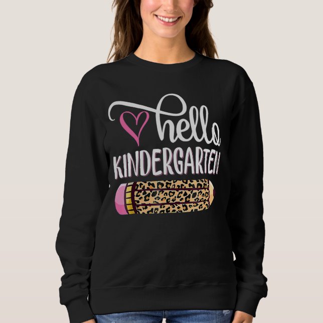 Hallo Kindergarten Pink Leopard Pencil Back to Sc Sweatshirt (Vorderseite)