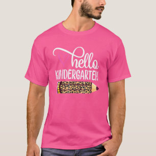 Hallo Kindergarten Pink Leopard Pencil Back to Sc T-Shirt