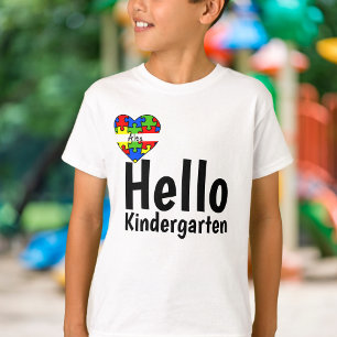 Hallo Kindergarten Puzzle Stücke Individuelle Name T-Shirt