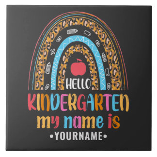 Hallo Kindergarten Rainbow Erster Schultag Fliese