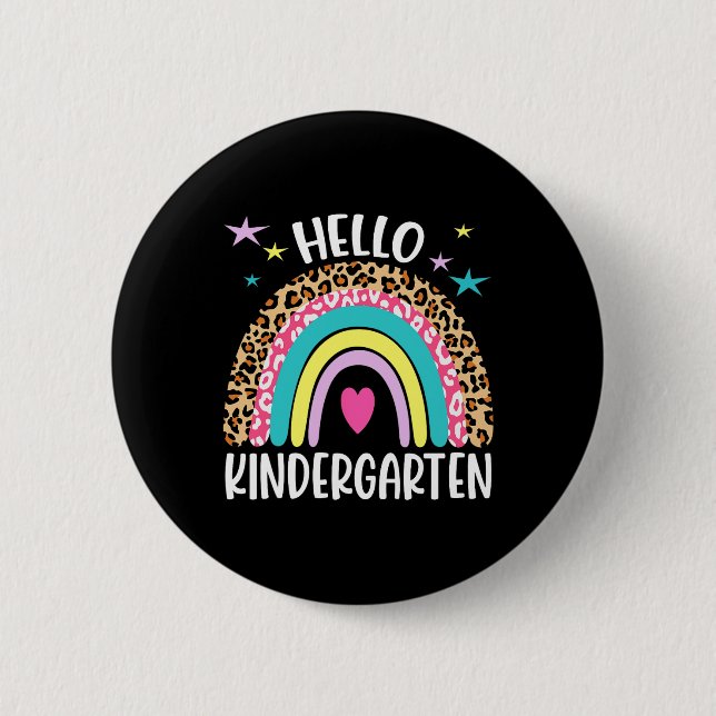 hallo Kindergarten Rainbow - zurück nach Schoo Button (Vorderseite)