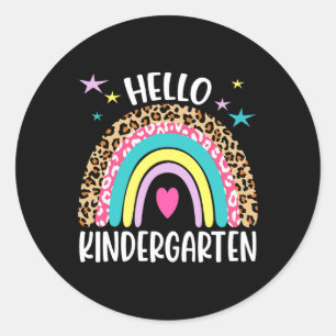 hallo Kindergarten Rainbow - zurück nach Schoo Runder Aufkleber