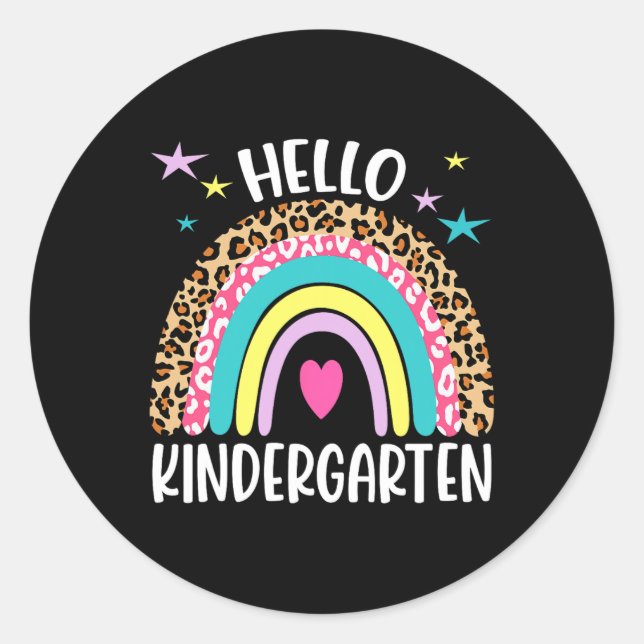 hallo Kindergarten Rainbow - zurück nach Schoo Runder Aufkleber (Vorderseite)
