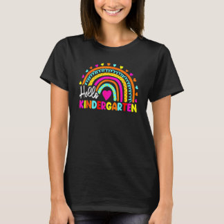 Hallo Kindergarten Rainbow Zurück zum Schullehrer T-Shirt
