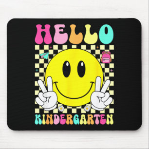 Hallo Kindergarten Retro-Lächeln Gesicht zurück zu Mousepad