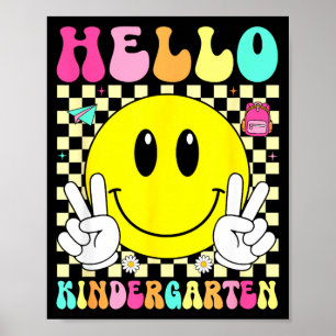Hallo Kindergarten Retro-Lächeln Gesicht zurück zu Poster
