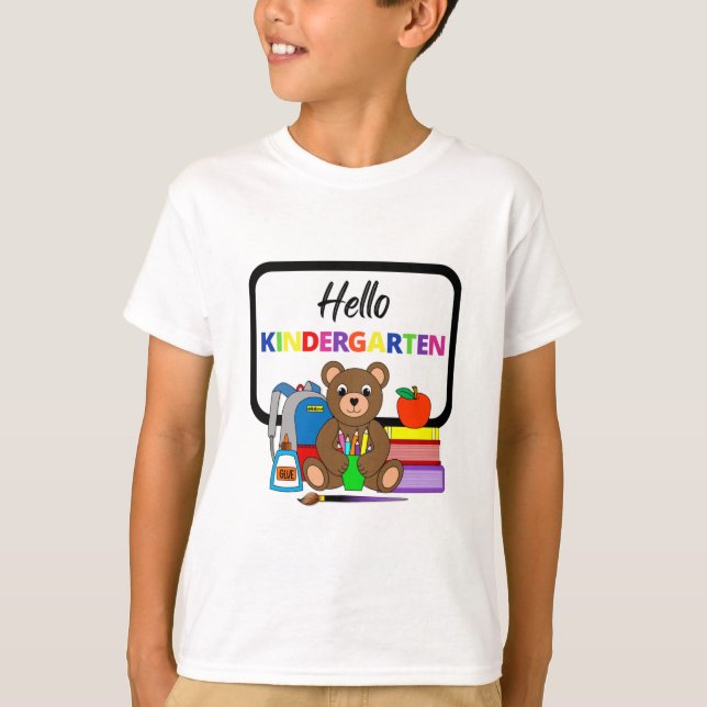 Hallo Kindergarten Schule Bärenjunge T - Shirt (Vorderseite)