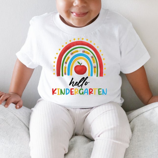 Hallo Kindergarten Schule Regenbogen zurück zur Sc Kleinkind T-shirt (Von Creator hochgeladen)