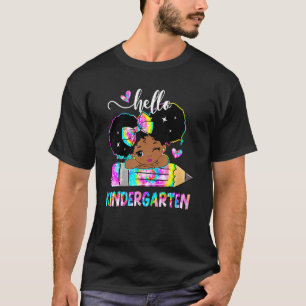 Hallo Kindergarten Schwarze Girls Bleistift Gefärb T-Shirt