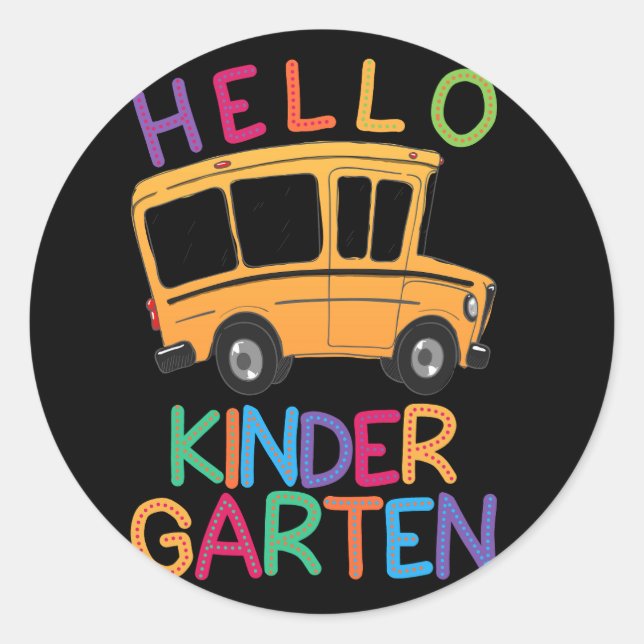 Hallo Kindergarten Shirt Vorlage Schulbus Runder Aufkleber (Vorderseite)