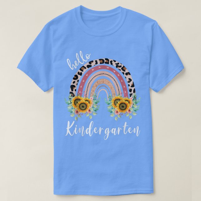 Hallo Kindergarten, Sonnenblume Regenbogenlehrer T T-Shirt (Design vorne)