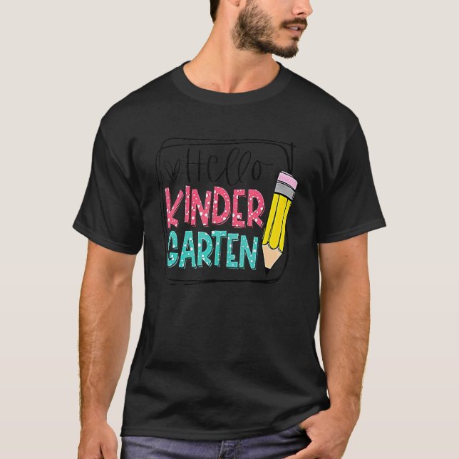 Hallo Kindergarten Stift zurück zum Schullehrer K T-Shirt (Vorderseite)