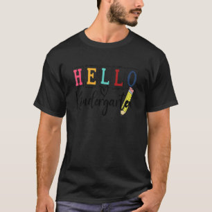 Hallo Kindergarten Süße Lehrerin Schüler Erster Ta T-Shirt