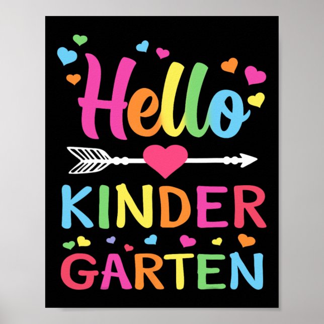 Hallo Kindergarten-Team Kinder Byck Zur Schule Leh Poster (Vorne)