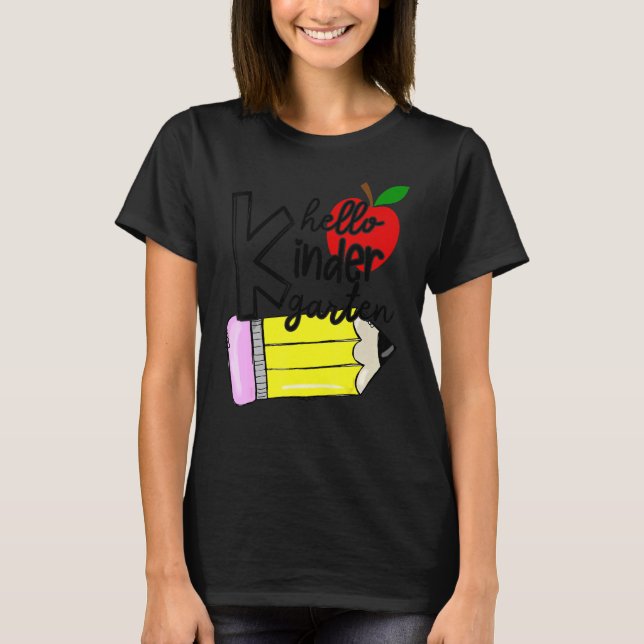Hallo Kindergarten Team Kinder zurück zum Schulleh T-Shirt (Vorderseite)