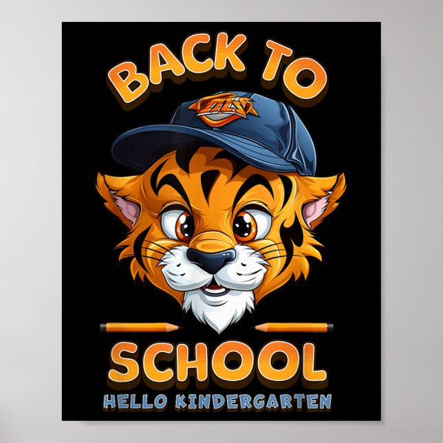 Hallo Kindergarten Tiger - Zurück zur Schule Kinde Poster (Vorne)