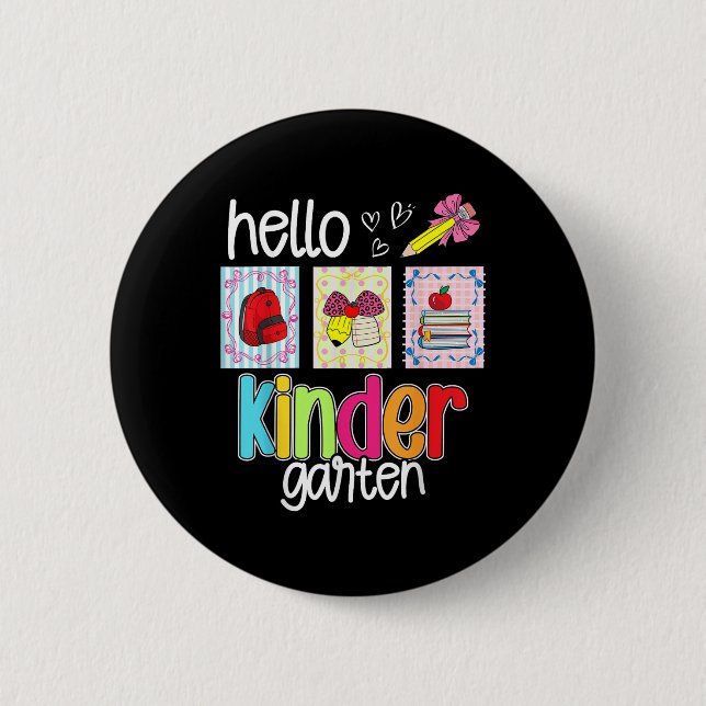 Hallo Kindergarten Vorbereiteter Zurück zur Schule Button (Vorderseite)