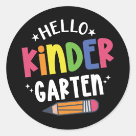 Hallo Kindergarten zurück in die Schule Runder Aufkleber