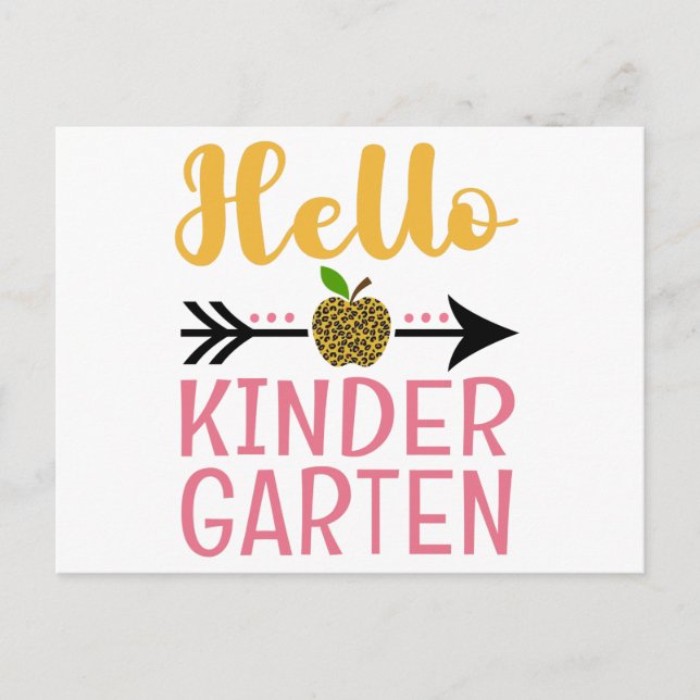Hallo Kindergarten Zurück zur Mädchenlehrerin Postkarte (Vorderseite)