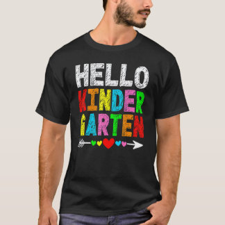 Hallo Kindergarten Zurück zur Schule Lehrer Schüle T-Shirt