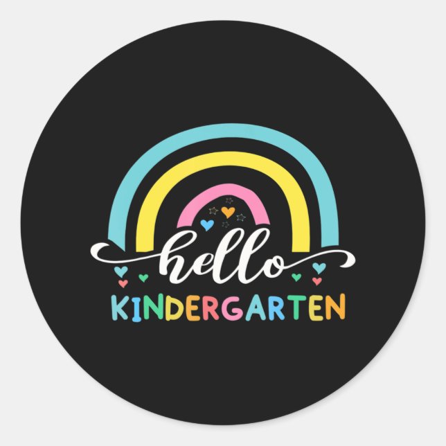Hallo Kindergarten zurück zur Schule Runder Aufkleber (Vorderseite)