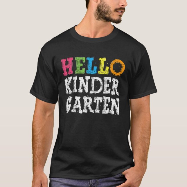 Hallo Kindergarten zurück zur Schule T-Shirt (Vorderseite)