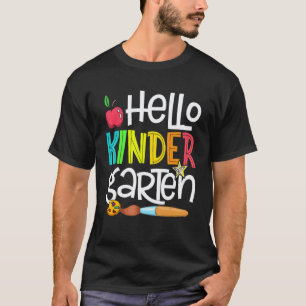 Hallo Kindergartenerzieherin Schüler Bunt Rückseit T-Shirt