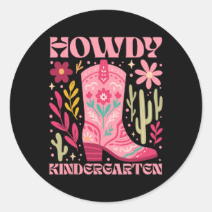 Hallo Kindergartenlehrerin Western Cowgirl Ck Zur Runder Aufkleber