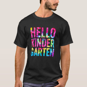 Hallo Kindergraten Gefärbte Krawatte Lehrer Studen T-Shirt