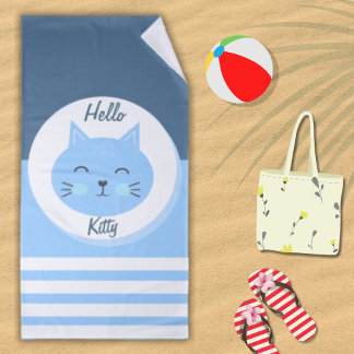 Hallo Kitty Beach Handtuch weiß & blau Farbe Mix