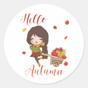 Hallo Klassischer Rundaufkleber Herbst Thema Runder Aufkleber