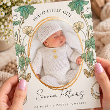 Hallo Kleines | Botanische Neugeborenen-Baby-Karte