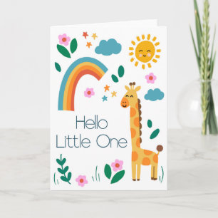 Hallo kleines süßes Giraffen-Regenbogen-Baby  Karte