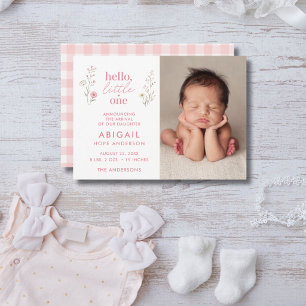 Hallo Kleines Wildblumen-Foto Baby Geburt Ankündigung