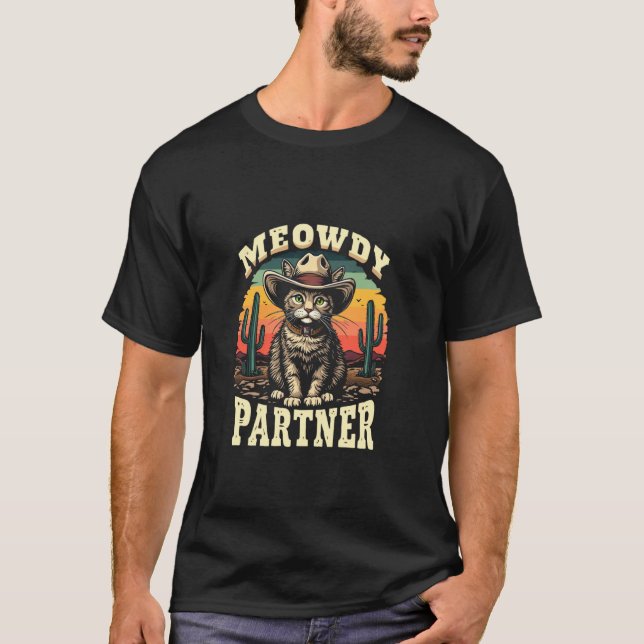 HALLO KOMPANE Cowboy Katze T-Shirt (Vorderseite)