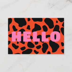 Hallo Kuh Print Black Orange Hot Pink Visitenkarte