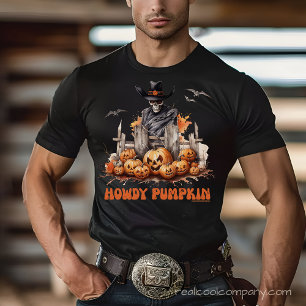 Hallo Kürbis Gruseliger Cowboy Western T-Shirt