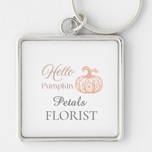 Hallo Kürbis Halloween Florist Geschäft Branding Schlüsselanhänger