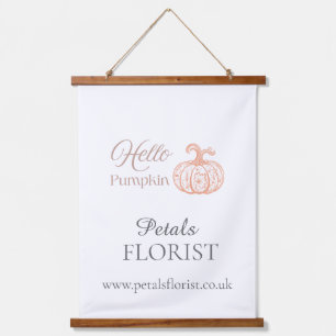 Hallo Kürbis Halloween Florist Geschäft Branding Wandteppich Mit Holzrahmen