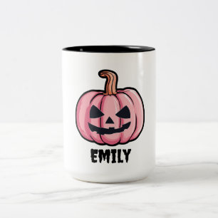 Hallo Kürbis Halloween Personalisierter Name Zweifarbige Tasse