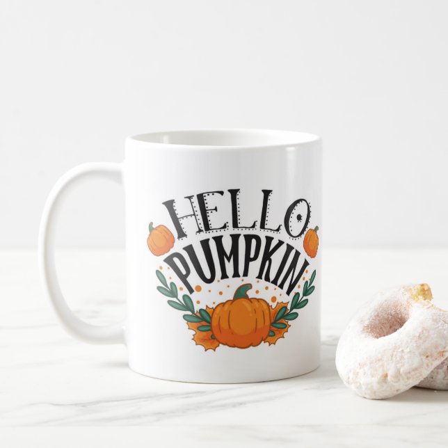 Hallo Kürbis Herbst Herbst                        Kaffeetasse (Mit Donut)
