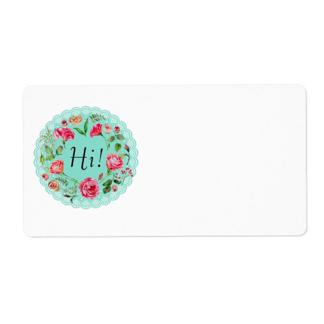 Hallo! Labels für Vintage Länderadressen in Blumen (Vorne)