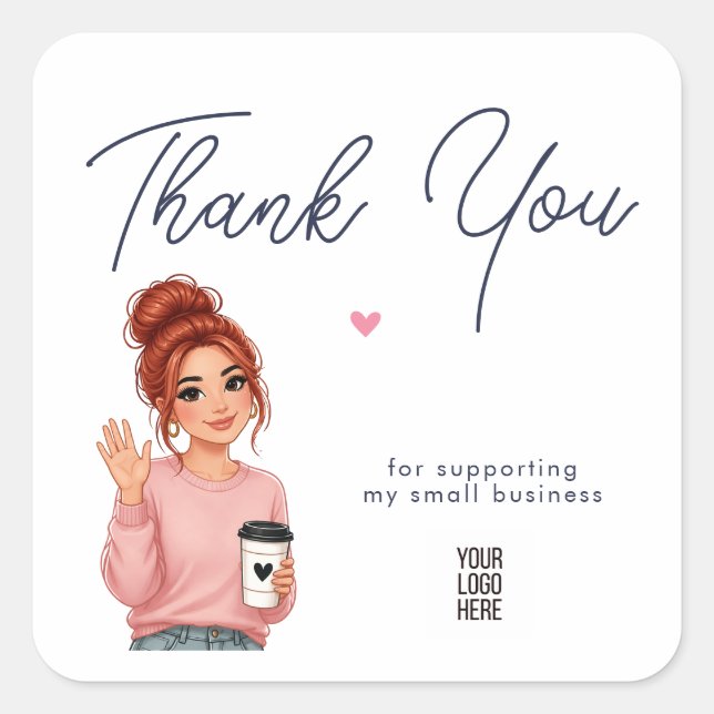 Hallo Lady Round Danke Sticker | Hübsche Frau (Vorderseite)