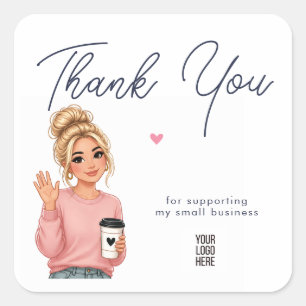 Hallo Lady Round Danke Sticker   Hübsche Frau
