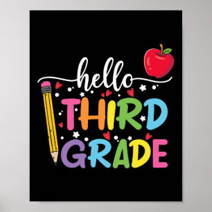 Hallo Lehrer der 3. Klasse, Student kommt zur Schu Poster