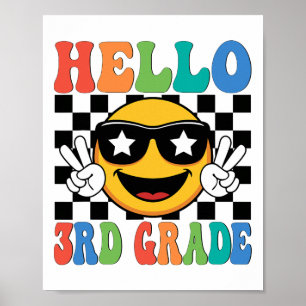 Hallo Lehrer der dritten Klasse Junge Mädchen Rück Poster