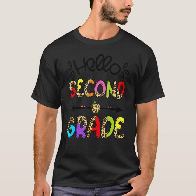Hallo Leopard Apple Zweite Klasse Lehrer T-Shirt (Vorderseite)