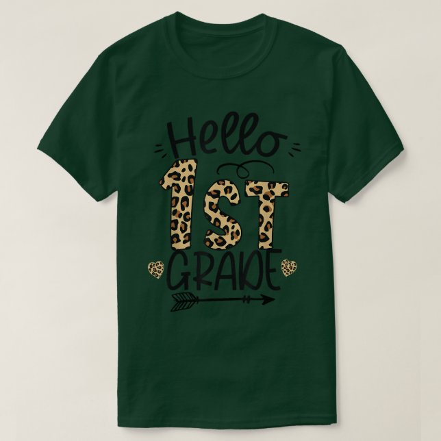 Hallo Leopard Lehrer der ersten Klasse Studierende T-Shirt (Design vorne)